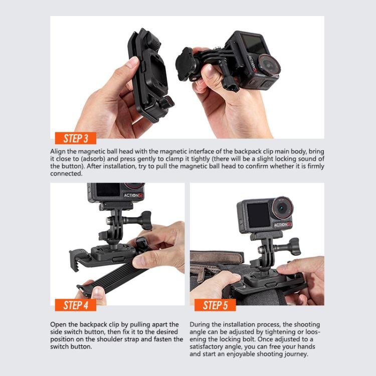 STARTRC Magnetic Backpack Clip Mount for DJI Osmo 360 / GoPro Action Cameras, Magnetic Backpack Clip - Image 16
