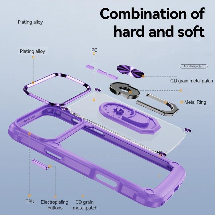 TPU + PC Lens Protection Phone Case with Ring Holder, For iPhone 17 Pro Max, For iPhone 17, For iPhone Air, For iPhone 16e, For iPhone 16 Pro Max, For iPhone 16 Pro, For iPhone 16 Plus, For iPhone 16 - Image 3