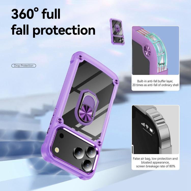 TPU + PC Lens Protection Phone Case with Ring Holder, For iPhone 17 Pro Max, For iPhone 17, For iPhone Air, For iPhone 16e, For iPhone 16 Pro Max, For iPhone 16 Pro, For iPhone 16 Plus, For iPhone 16 - Image 4