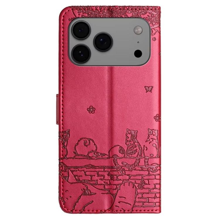 Cat Embossing Pattern Leather Phone Case with Lanyard, For iPhone 17 Pro Max, For iPhone 17 Pro, For iPhone 17, For iPhone Air, iPhone 16e, For iPhone 16 Pro Max, For iPhone 16 Pro, For iPhone 16 Plus, For iPhone 16 - Image 3