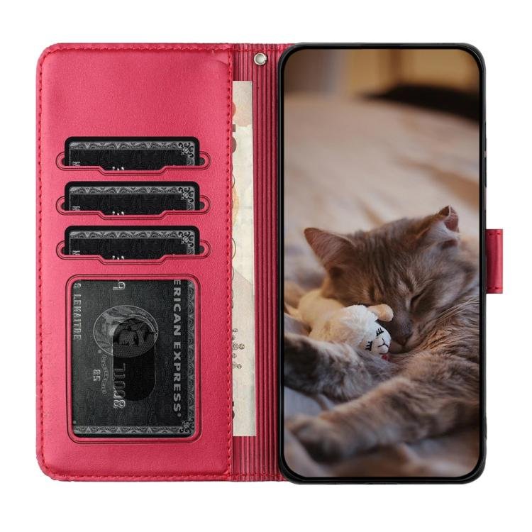 Cat Embossing Pattern Leather Phone Case with Lanyard, For iPhone 17 Pro Max, For iPhone 17 Pro, For iPhone 17, For iPhone Air, iPhone 16e, For iPhone 16 Pro Max, For iPhone 16 Pro, For iPhone 16 Plus, For iPhone 16 - Image 4
