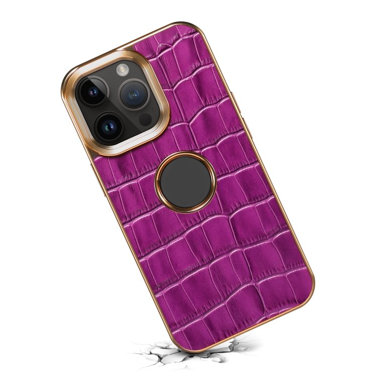 Denior Crocodile Texture Genuine Leather Electroplating Phone Case, For iPhone 14 Pro, For iPhone 14 Pro Max, For iPhone 13 Pro Max, For iPhone 13 Pro, For iPhone 13, For iPhone 12 / 12 Pro, For iPhone 12 Pro Max - Image 5