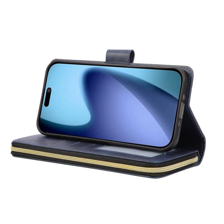 9 Card Slots Zipper Wallet Bag Leather Phone Case, For iPhone 17 Pro Max, For iPhone 17 Pro, For iPhone 17, For iPhone Air, For iPhone 16e, For iPhone 16 Pro Max, For iPhone 16 Pro, For iPhone 16 Plus, For iPhone 16 - Image 7