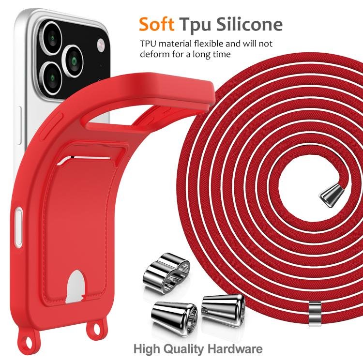 Integrated Card Bag Solid Color Liquid Silicone Phone Case with Lanyard, For iPhone 17 Pro Max, For iPhone 17 Pro, For iPhone 17, For iPhone Air, For iPhone 16e, For iPhone 16 Pro Max, For iPhone 16 Pro, For iPhone 16 Plus, For iPhone 16... - Image 6