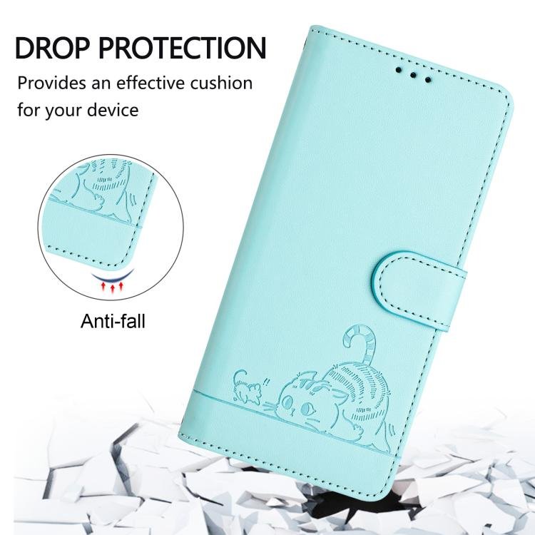 Cat Rat Embossed Pattern RFID Leather Phone Case with Lanyard, For iPhone 17 Pro Max, For iPhone 17 Pro, For iPhone 17, For iPhone Air, For iPhone SE 2024, For iPhone 15 Pro Max, For iPhone 15 Pro, For iPhone 15 Plus - Image 4