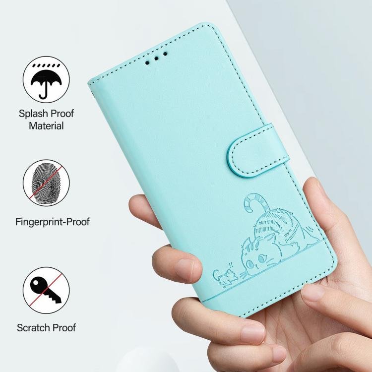Cat Rat Embossed Pattern RFID Leather Phone Case with Lanyard, For iPhone 17 Pro Max, For iPhone 17 Pro, For iPhone 17, For iPhone Air, For iPhone SE 2024, For iPhone 15 Pro Max, For iPhone 15 Pro, For iPhone 15 Plus - Image 6