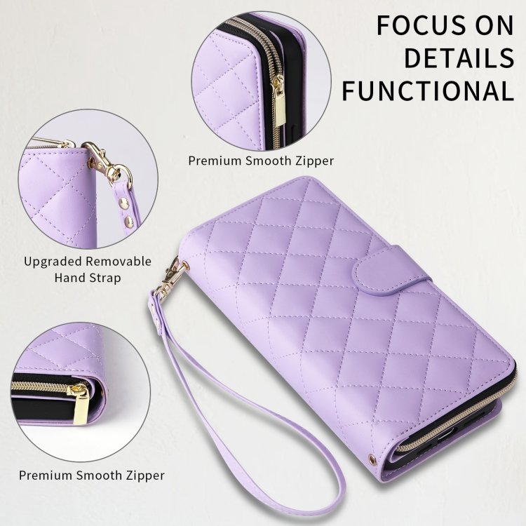 Crossbody Rhombic Zipper Tower Buckle Leather Phone Case with Lanyard, For iPhone 15 Pro Max, For iPhone 15 Pro, For iPhone 15 Plus / 14 Plus, For iPhone 15, For iPhone 14 / 13, For iPhone 14 Pro, For iPhone 14 Pro Max, For iPhone SE 2022 / 2020 / 8 / ... - Image 3