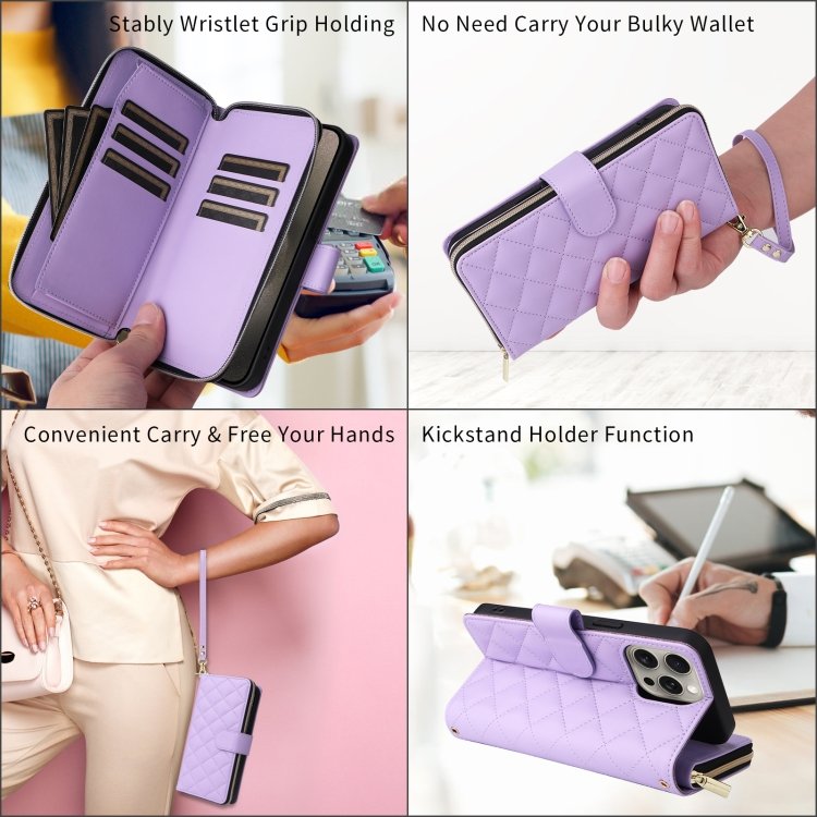 Crossbody Rhombic Zipper Tower Buckle Leather Phone Case with Lanyard, For iPhone 13 Pro, For iPhone 13 mini, For iPhone 12 / 12 Pro, For iPhone 12 Pro Max, For iPhone 12 mini, For iPhone 11 Pro Max, For iPhone 11, For iPhone 11 Pro, For iPhone X / XS - Image 7
