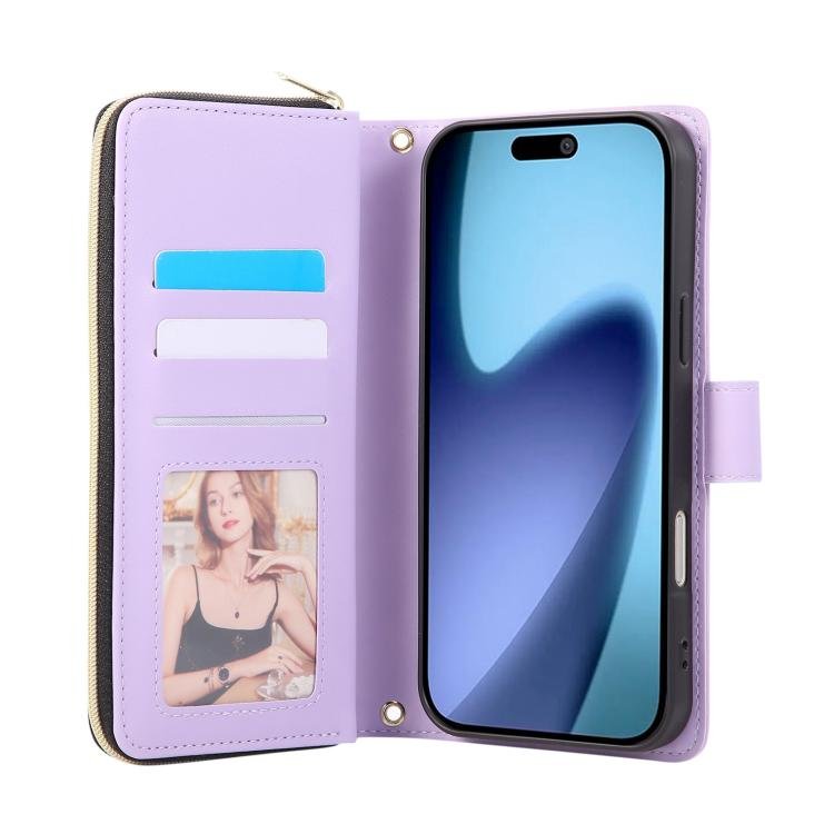 Crossbody Rhombic Zipper Tower Buckle Leather Phone Case with Lanyard, For iPhone 17 Pro Max, For iPhone 17 Pro, For iPhone 17, For iPhone Air, For iPhone 16e, For iPhone 16 Pro Max, For iPhone 16 Pro, For iPhone 16 Plus, For iPhone 16 - Image 4