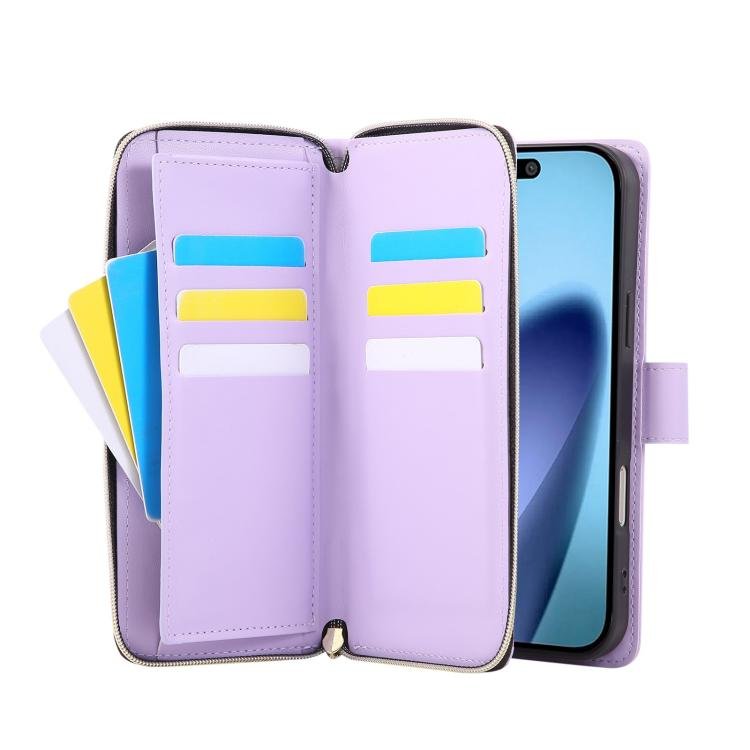 Crossbody Rhombic Zipper Tower Buckle Leather Phone Case with Lanyard, For iPhone 17 Pro Max, For iPhone 17 Pro, For iPhone 17, For iPhone Air, For iPhone 16e, For iPhone 16 Pro Max, For iPhone 16 Pro, For iPhone 16 Plus, For iPhone 16 - Image 5