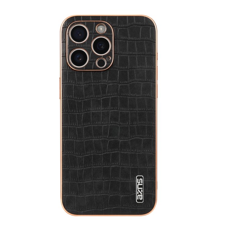 AZNS Electroplated Frame Crocodile Texture Full Coverage Phone Case, For iPhone 15 Pro Max, For iPhone 15 Pro, For iPhone 15 Plus, For iPhone 15, For iPhone 14 Plus, For iPhone 14, For iPhone 14 Pro, For iPhone 14 Pro Max, For iPhone 13 Pro Max - Image 2