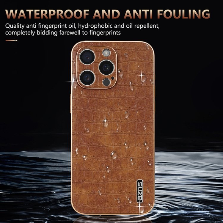 AZNS Electroplated Frame Crocodile Texture Full Coverage Phone Case, For iPhone 15 Pro Max, For iPhone 15 Pro, For iPhone 15 Plus, For iPhone 15, For iPhone 14 Plus, For iPhone 14, For iPhone 14 Pro, For iPhone 14 Pro Max, For iPhone 13 Pro Max - Image 7