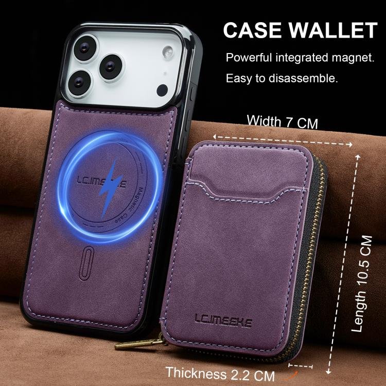 LC.IMEEKE L6 Series Zipper Card Bag MagSafe Magnetic Phone Case, For iPhone 17 Pro Max, For iPhone 17 Pro, For iPhone 17, For iPhone Air, For iPhone 16e, For iPhone 16 Pro Max, For iPhone 15 Pro Max, For iPhone 15 Plus - Image 3