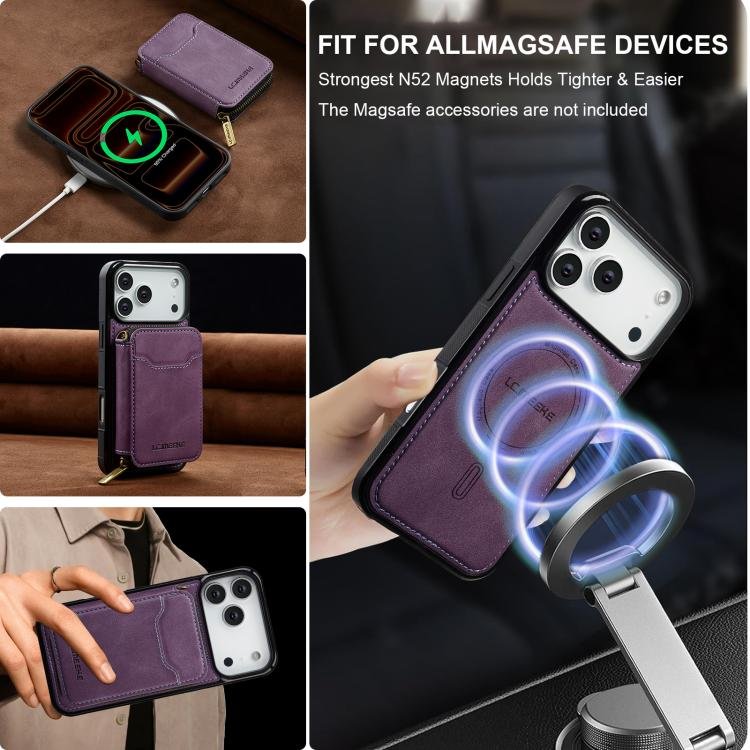 LC.IMEEKE L6 Series Zipper Card Bag MagSafe Magnetic Phone Case, For iPhone 17 Pro Max, For iPhone 17 Pro, For iPhone 17, For iPhone Air, For iPhone 16e, For iPhone 16 Pro Max, For iPhone 15 Pro Max, For iPhone 15 Plus - Image 5