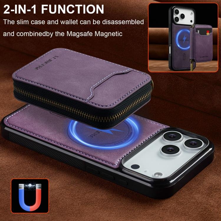LC.IMEEKE L6 Series Zipper Card Bag MagSafe Magnetic Phone Case, For iPhone 17 Pro Max, For iPhone 17 Pro, For iPhone 17, For iPhone Air, For iPhone 16e, For iPhone 16 Pro Max, For iPhone 15 Pro Max, For iPhone 15 Plus - Image 7