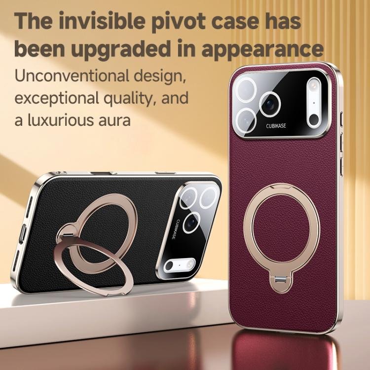 Skin Feel Leather Texture Cooling MagSafe Phone Case with 360 Degrees Rotating Holder, For iPhone 17 Pro Max, For iPhone 17 Pro, For iPhone 17, For iPhone 16 Pro Max, For iPhone 16 Pro, For iPhone 16, For iPhone 15 Pro Max, For iPhone 15 Pro... - Image 2