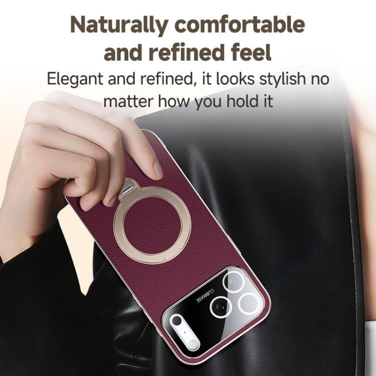 Skin Feel Leather Texture Cooling MagSafe Phone Case with 360 Degrees Rotating Holder, For iPhone 17 Pro Max, For iPhone 17 Pro, For iPhone 17, For iPhone 16 Pro Max, For iPhone 16 Pro, For iPhone 16, For iPhone 15 Pro Max, For iPhone 15 Pro... - Image 4