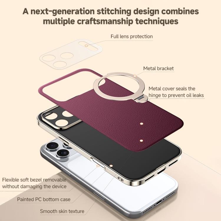Skin Feel Leather Texture Cooling MagSafe Phone Case with 360 Degrees Rotating Holder, For iPhone 17 Pro Max, For iPhone 17 Pro, For iPhone 17, For iPhone 16 Pro Max, For iPhone 16 Pro, For iPhone 16, For iPhone 15 Pro Max, For iPhone 15 Pro... - Image 7