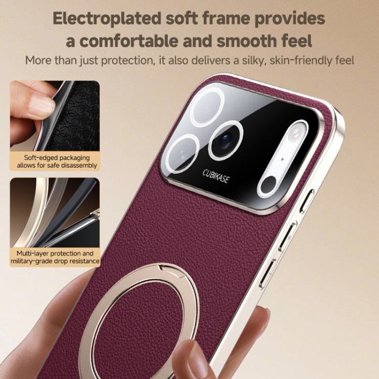 Skin Feel Leather Texture Cooling MagSafe Phone Case with 360 Degrees Rotating Holder, For iPhone 17 Pro Max, For iPhone 17 Pro, For iPhone 17, For iPhone 16 Pro Max, For iPhone 16 Pro, For iPhone 16, For iPhone 15 Pro Max, For iPhone 15 Pro... - Image 8