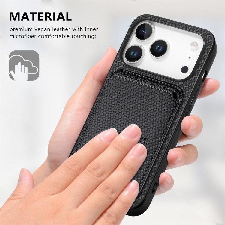Carbon Fiber Leather Card Magsafe Phone Case, For iPhone 17 Pro Max, For iPhone 17 Pro, For iPhone 17, For iPhone Air, For iPhone 16e, For iPhone 16 Pro Max, For iPhone 16 Pro, For iPhone 16 Plus, For iPhone 16 - Image 7
