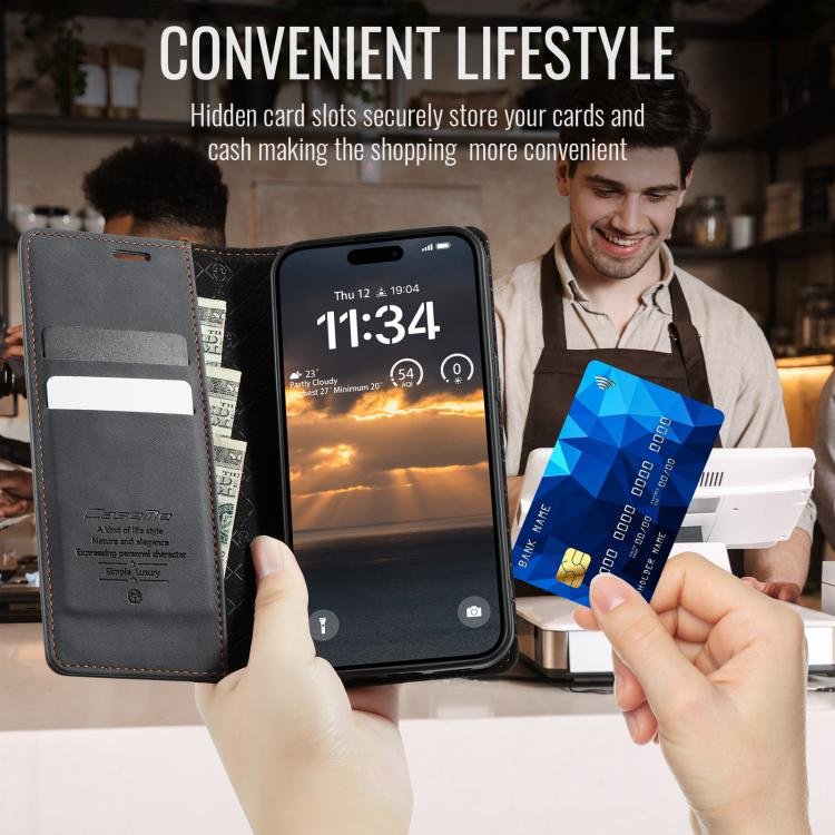 CaseMe 033 Calf Leather Lining Microfibre RFID Blocking Phone Case, For iPhone 15 Pro Max, For iPhone 15 Pro, For iPhone 15 Plus, For iPhone 15, For iPhone 14 Plus, For iPhone 14, For iPhone 14 Pro, For iPhone 14 Pro Max, For iPhone 13 Pro Max - Image 9