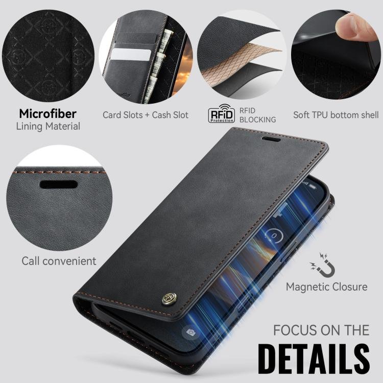 CaseMe 033 Calf Leather Lining Microfibre RFID Blocking Phone Case, For iPhone 17 Pro Max, For iPhone 17 Pro, For iPhone 17, For iPhone Air, For iPhone 16e, For iPhone 16 Pro Max, For iPhone 16 Pro, For iPhone 16 Plus, For iPhone 16 - Image 3