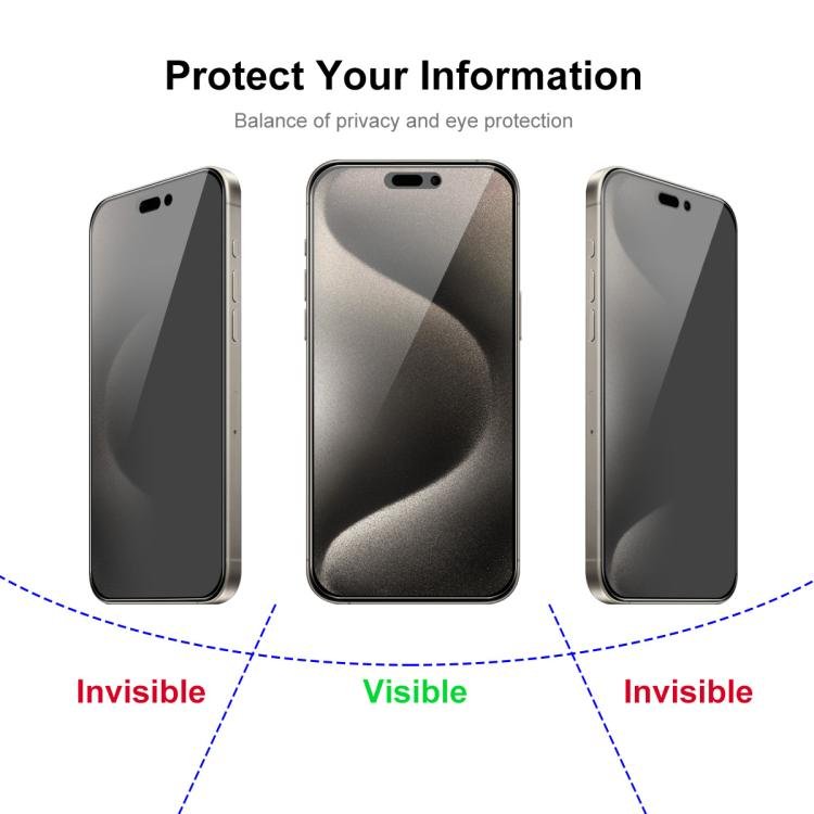 JUNSUNMAY 25pcs Silk Print Full Coverage Privacy Tempered Glass Film, For iPhone 16 Pro Max, For iPhone 16 Pro, For iPhone 16 Plus, For iPhone 16, For iPhone 15 Pro Max, For iPhone 15 Pro, For iPhone 15 Plus, For iPhone 15 - Image 3