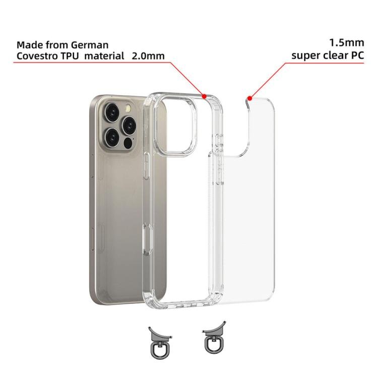 Kalebol Minimalist High Transparency Multi Color Rotating Lanyard Hole Phone Case, For iPhone 17 Pro Max, For iPhone 17 Pro, For iPhone 17, For iPhone Air, For iPhone 16e, For iPhone 16 Pro Max, For iPhone 16 Pro, For iPhone 16 Plus, For iPhone 16... - Image 3