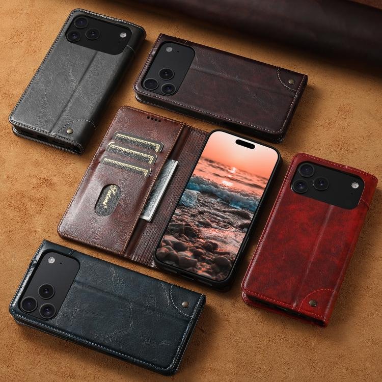 Suteni Baroque Calf Texture Buckle Wallet Leather Phone Case, For iPhone 17 Pro Max, For iPhone 17 Pro, For iPhone 17, For iPhone Air, For iPhone 16e, For iPhone 16 Pro Max, For iPhone 16 Pro, For iPhone 16 Plus, For iPhone 16, For iPhone 15 Pro Max... - Image 8