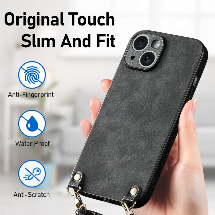 Vintage Leather PC Back Cover Phone Case with Crossbody Strap, For iPhone 12 mini, For iPhone 11 Pro Max, For iPhone 11, For iPhone 11 Pro, For iPhone XR, For iPhone XS Max, For iPhone 7 / 8 / SE 2022 / SE 2020, For iPhone X / XS - Image 5