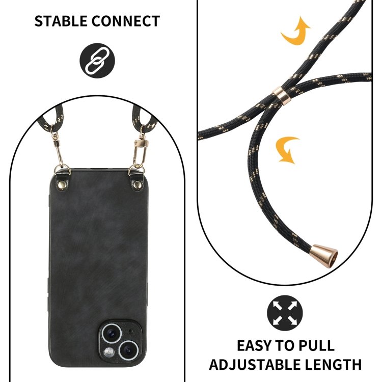 Vintage Leather PC Back Cover Phone Case with Crossbody Strap, For iPhone 12 mini, For iPhone 11 Pro Max, For iPhone 11, For iPhone 11 Pro, For iPhone XR, For iPhone XS Max, For iPhone 7 / 8 / SE 2022 / SE 2020, For iPhone X / XS - Image 6
