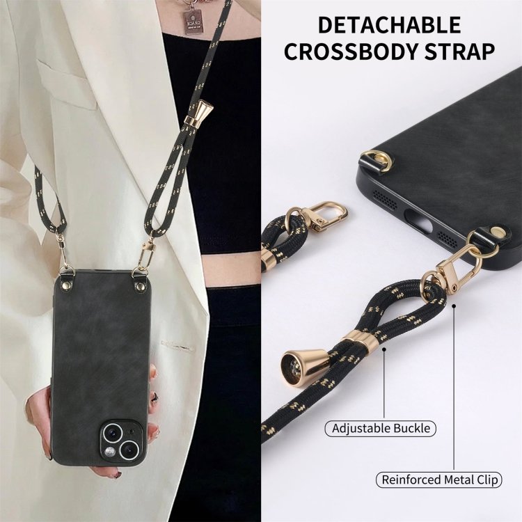 Vintage Leather PC Back Cover Phone Case with Crossbody Strap, For iPhone 12 mini, For iPhone 11 Pro Max, For iPhone 11, For iPhone 11 Pro, For iPhone XR, For iPhone XS Max, For iPhone 7 / 8 / SE 2022 / SE 2020, For iPhone X / XS - Image 7