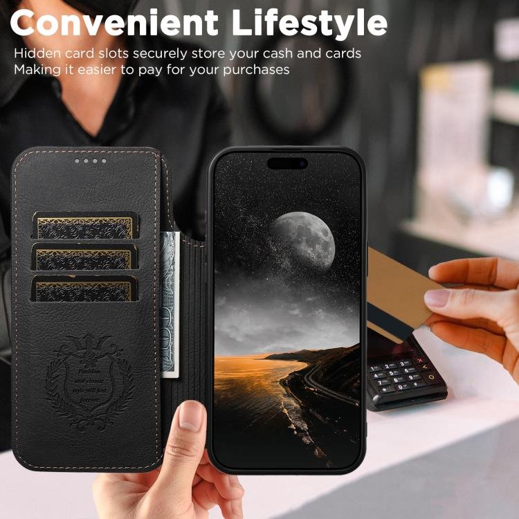 Suteni J06 Retro Matte Litchi Texture Leather MagSafe Phone Case, For iPhone 17 Pro Max, For iPhone 17 Pro, For iPhone 17, For iPhone Air, For iPhone 16 Pro Max, For iPhone 16 Pro, For iPhone 16 Plus, For iPhone 16, For iPhone 15 Pro Max... - Image 4
