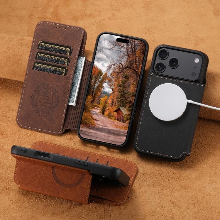 Suteni J06 Retro Matte Litchi Texture Leather MagSafe Phone Case, For iPhone 17 Pro Max, For iPhone 17 Pro, For iPhone 17, For iPhone Air, For iPhone 16 Pro Max, For iPhone 16 Pro, For iPhone 16 Plus, For iPhone 16, For iPhone 15 Pro Max... - Image 7