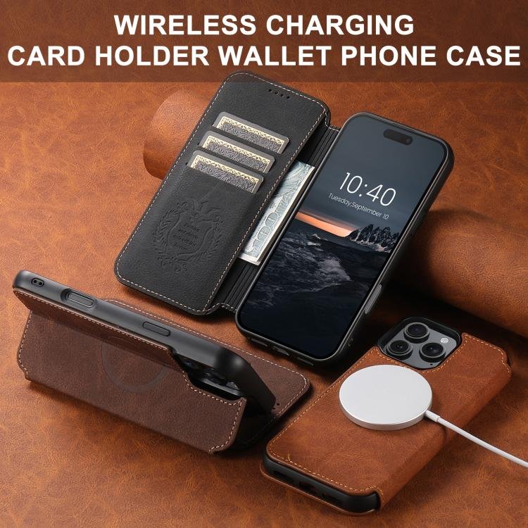 Suteni J06 Retro Matte Litchi Texture Leather MagSafe Phone Case, For iPhone 17 Pro Max, For iPhone 17 Pro, For iPhone 17, For iPhone Air, For iPhone 16 Pro Max, For iPhone 16 Pro, For iPhone 16 Plus, For iPhone 16, For iPhone 15 Pro Max... - Image 8